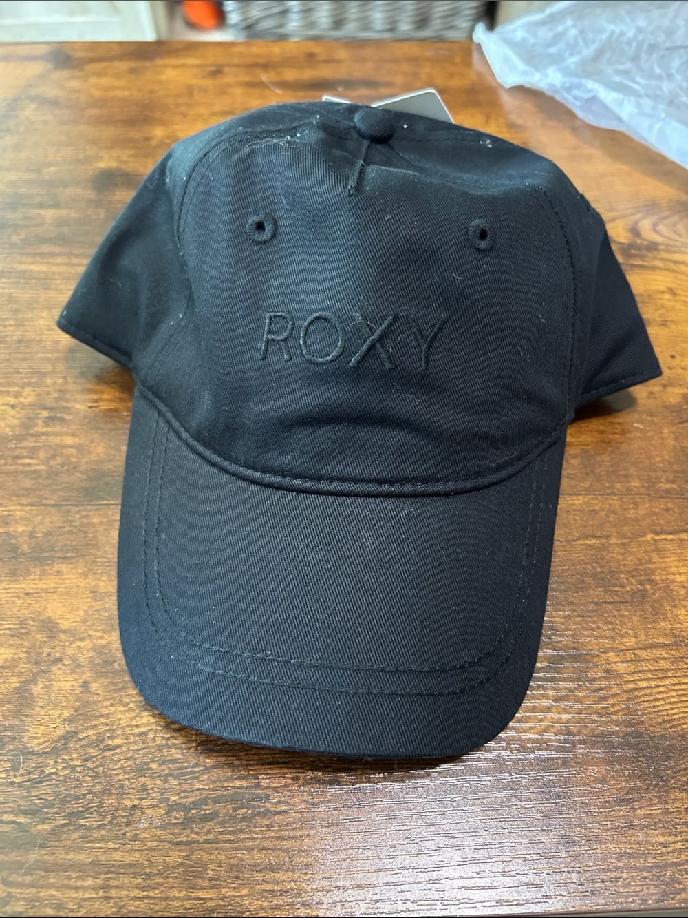 Roxy Black Baseball Cap with Tonal Embroidered Logo